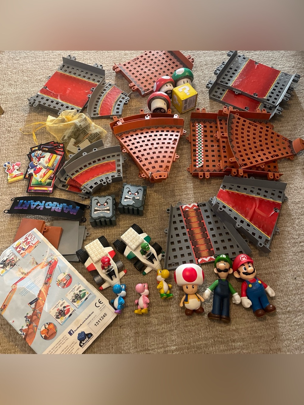 Mario Bros Misc Lot Mario Kart Yoshi Figures Trading Cards. Preowned And Played